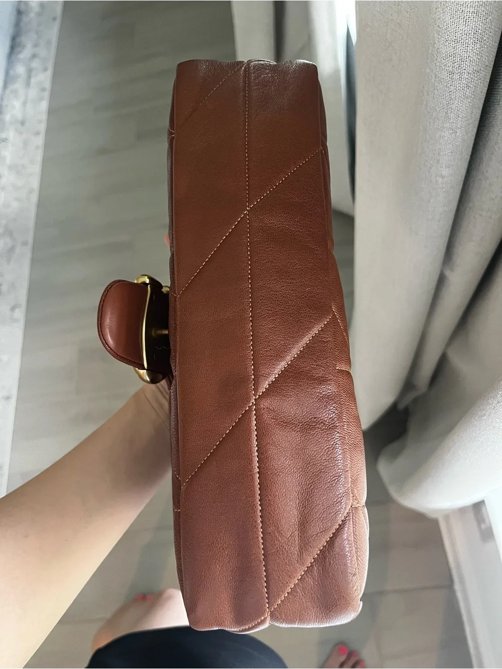 Coach Chain Tabby 26 Quilted Shoulder Bag in Pecan with Gold Hardware